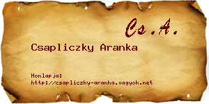 Csapliczky Aranka névjegykártya